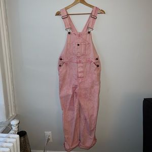 FAHERTY BUBBLEGUM PINK ACID WASHED DENIM OVERALLS